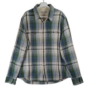 Outerknown Blanket Shirt Green Blue Plaid Button Up Long Sleeve Men’s Size XL